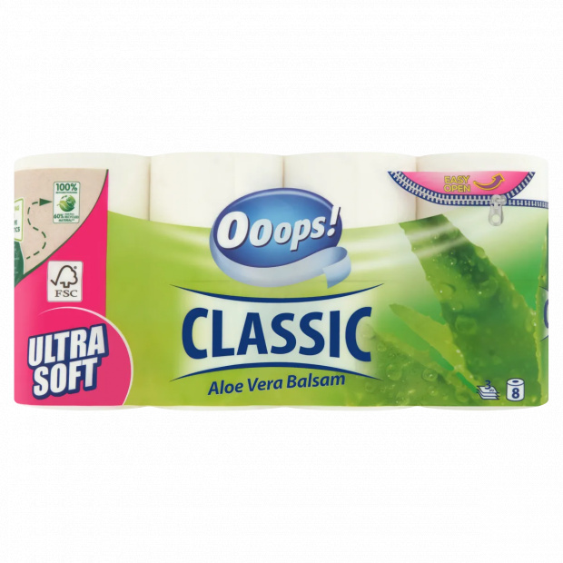 Ooops! Classic Aloe Vera Balsam toalettpapír 3 rétegű 8 tekercs