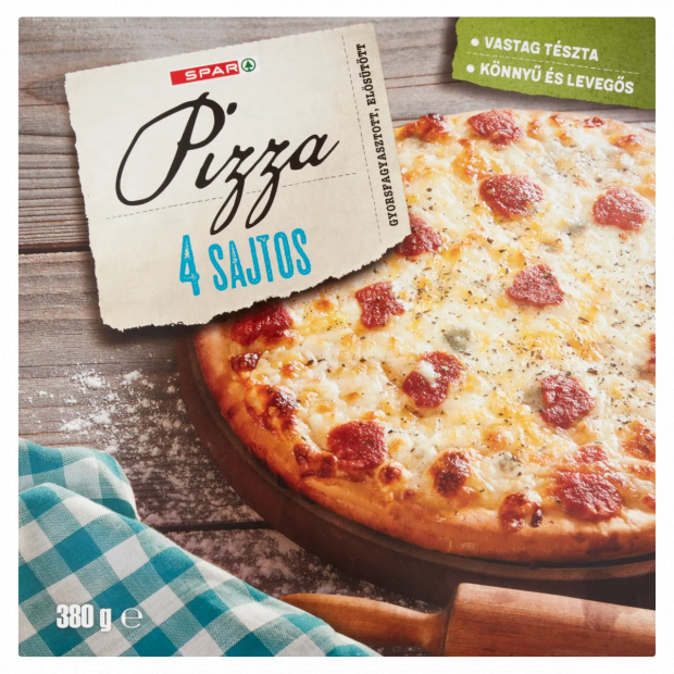 SPAR gyorsfagyasztott, elősütött 4 sajtos pizza 380 g
