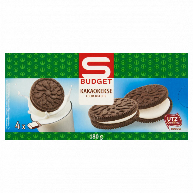 S-Budget vaníliaízű krémmel töltött kakaós keksz 4 x 45 g