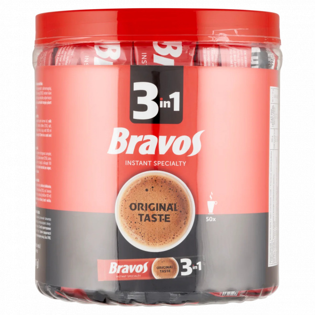 Bravos 3in1 instant azonnal oldódó kávéspecialitás 50 x 17 g (850 g) Bravos 3in1 instant azonnal oldódó kávéspecialitás 50 x 17 g (850 g)