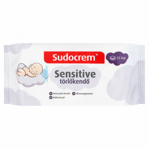 Sudocrem Sensitive törlőkendő 55 db