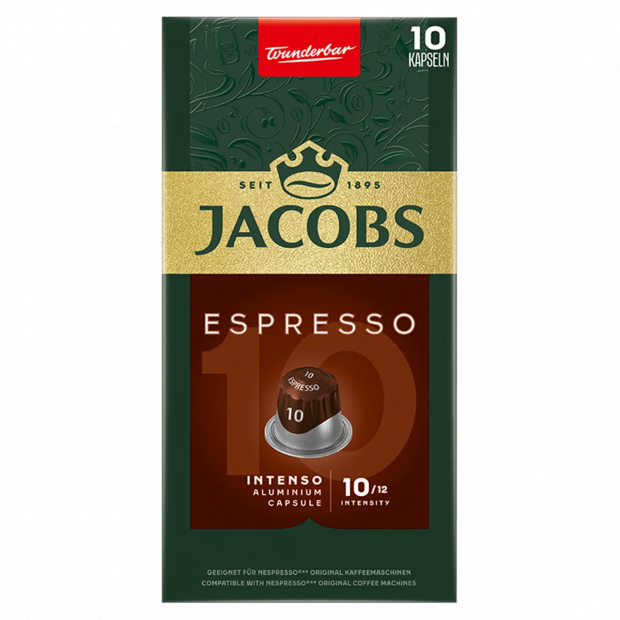 Jacobs Espresso Intenso őrölt-pörkölt kávé kapszulában 10 db 52 g