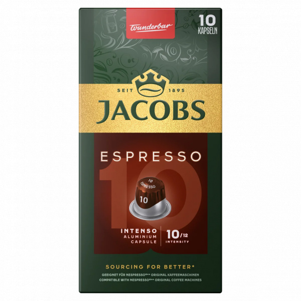 Jacobs Espresso Intenso őrölt-pörkölt kávé kapszulában 10 db 52 g Jacobs Espresso Intenso őrölt-pörkölt kávé kapszulában 10 db 52 g