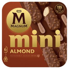Magnum Mini Almond vaníliás jégkrém tejcsokoládé bevonattal, mandula darabkákkal 6 x 55 ml (330 ml)