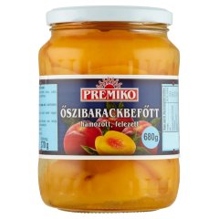 Premiko hámozott, felezett őszibarackbefőtt 680 g