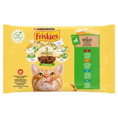 Purina Friskies szószban marhával/csirkével/tonhallal/tőkehallal nedves macskaeledel 4 x 85 g