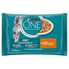 Purina One csirkével és zöldbabbal nedves macskaeledel 4 x 85 g (340 g)