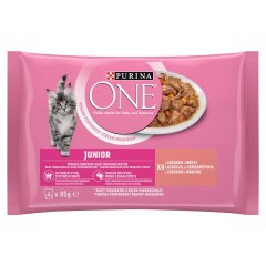 Purina One Junior állateledel 1 és 12 hónapos kor közötti macskák számára lazaccal 4 x 85 g (340 g)