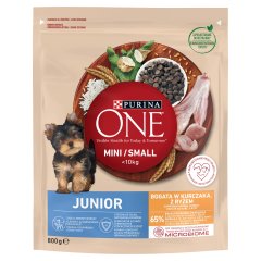 Purina One Junior teljes értékű állateledel kölyökkutyák számára csirkében gazdag, rizzsel 800 g