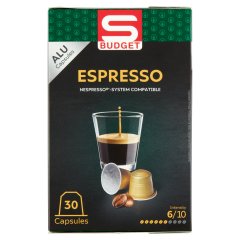 S-Budget Espresso pörkölt őrölt kávé kapszulában 30 db 156 g