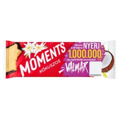 Moments kakaós bevonómasszába mártott, kókuszos krémmel töltött ostyaszelet 45 g