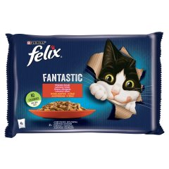 Purina Felix Fantastic marhával/csirkével aszpikban nedves macskaeledel 4 x 85 g (340 g)