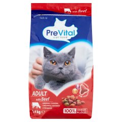 PreVital teljes értékű állateledel felnőtt macskák számára marhával 1,4 kg