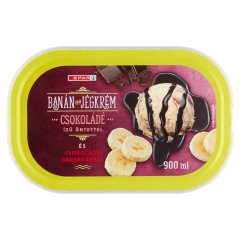 SPAR banán ízű jégkrém csokoládé ízű öntettel és csokoládé darabkákkal 900 ml