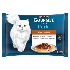 Purina Gourmet Perle Gravy Delight csirkével/marhával nedves macskaeledel 4 x 85 g