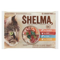 Shelma gabonamentes párolt filé teljes értékű állateledel felnőtt macskák számára 4 x 85 g