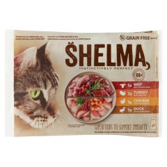 Shelma gabonamentes párolt filé teljes értékű állateledel felnőtt macskák számára 4 x 85 g