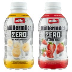 Müller Müllermilch Zero eper ízű zsírszegény tejital édesítőszerekkel 388 ml