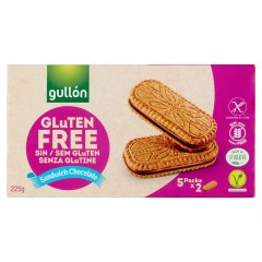 Gullón gluténmentes szendvicskeksz csokoládé ízű krémmel 5 x 45 g (225 g)