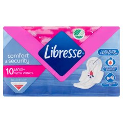 Libresse Comfort & Security Maxi+ anatómiailag formázott, vastag egészségügyi betét 10 db