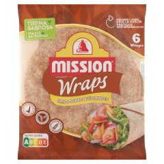 Mission Wraps teljes kiőrlésű búzalisztből készült tortilla 6 db 370g