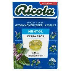 Ricola Mentol extra erős cukormentes svájci gyógynövény cukorkák édesítőszerekkel 40 g
