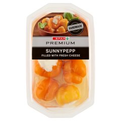 SPAR PREMIUM narancssárga színű cseresznyepaprika friss, fűszeres sajtos készítménnyel töltve 140 g
