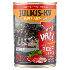 Julius-K9 teljes értékű állateledel felnőtt kutyák számára pástétom marhával és májjal 400 g