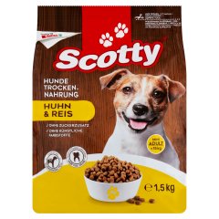 Scotty száraz teljes értékű állateledel kutyáknak csirkével és rizzsel 1,5 kg 