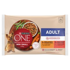 Purina One Mini teljes értékű állateledel mini és kistestű felnőtt kutyák számára 4 x 85 g (340 g)