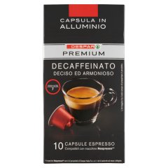 DESPAR PREMIUM Espresso Decaffeinato koffeinmentes őrölt, pörkölt kávé kapszulában 10 db 52 g