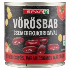 SPAR vörösbab csemegekukoricával, enyhén csípős, paradicsomos mártásban 400 g