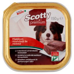 Scotty Premium pástétom teljes értékű állateledel felnőtt kutyák számára marhával és vaddal 150 g