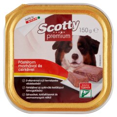 Scotty Premium pástétom teljes értékű állateledel felnőtt kutyák számára marhával és csirkével 150 g