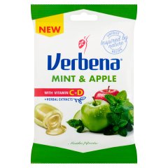 Verbena töltött keménycukorka almával és borsmenta kivonattal, hozzáadott C- és D-vitaminnal 60 g