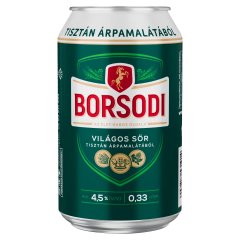 Borsodi világos sör 4,5% 0,33 l