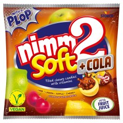 nimm2 Soft gyümölcsös töltött olvadó cukorka gyümölcslével, vitaminokkal és kóla ízesítéssel 90 g
