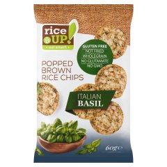 RiceUp! teljes kiőrlésű barna rizschips bazsalikommal 60 g