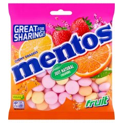 Mentos Fruit gyümölcsös ízesítésű cukordrazsé 150 g 