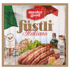 Master Good Füstli Italiano parmezán sajtos, füst ízesítésű virsli csirkehúsból 350 g