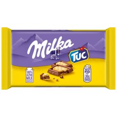 Milka Tuc alpesi tej felhasználásával készült tejcsokoládé sós krékerrel 35 g