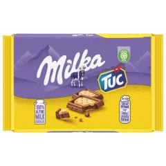 Milka Tuc alpesi tej felhasználásával készült tejcsokoládé sós krékerrel 35 g