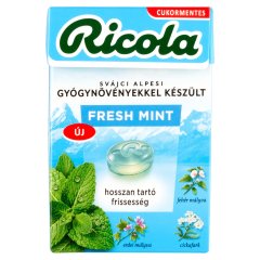Ricola Fresh Mint cukormentes svájci gyógynövény cukorkák édesítőszerekkel 40 g