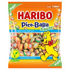 Haribo Pico-Balla savanyú, gyümölcsízű kandírozott gumicukorka konfekt 160 g