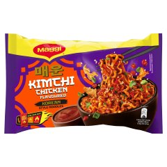 Maggi koreai stílusú csirke- és kimchiízű instant tészta fűszerkeverékekkel, csípős szósszal 130 g 