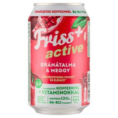Friss+ Active gránátalma-meggy ízű üdítőital és alkoholmentes malátaital keveréke 0,0% 0,33 l