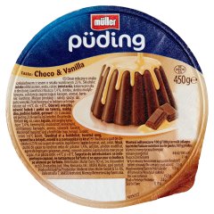 Müller csokoládé ízű puding vanília ízű öntettel 450 g