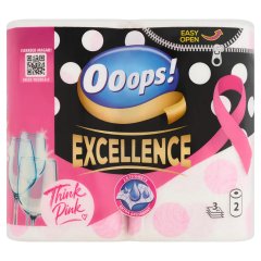 Ooops! Excellence Think Pink háztartási papírtörlő 3 rétegű 2 tekercs