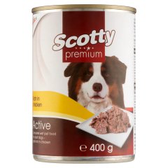 Scotty Premium Active csirkés teljes értékű nedves állateledel felnőtt kutyák számára 400 g 