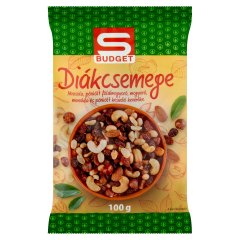S-Budget Diákcsemege mazsola, földimogyoró, mogyoró, mandula és kesudió keveréke 100 g
